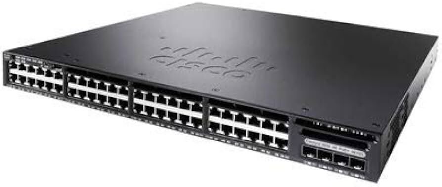 Cisco Catalyst 3650-48FS-L Network Switch, 48 Gigabit Ethernet (GbE) PoE+ Ports, four 1 G Uplinks, 640WAC Power Supply, 1 RU, LAN Base Feature