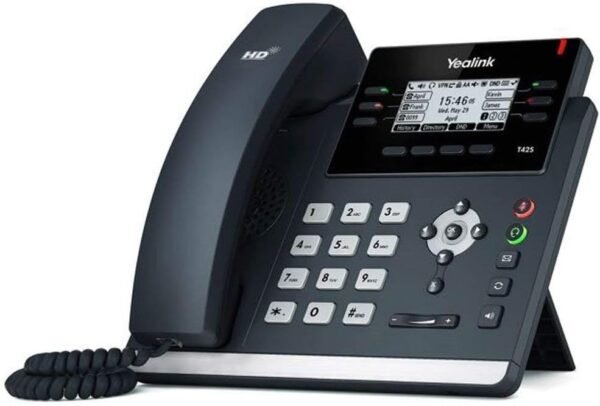 Yealink SIP-T42S IP Phone, 12 Lines. 2.7-Inch Graphical Display. Dual-Port Gigabit Ethernet, 802.3af PoE, Power