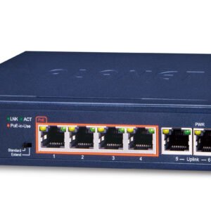 PLANET FSD-604HP network switch Unmanaged Fast Ethernet (10/100) Power over Ethernet (PoE) Blue