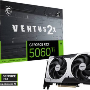 MSI GeForce RTX 5060 Ti VENTUS 2X PLUS Graphics Card, 8GB GDDR7 128-Bit Memory, 2572 MHz Boost Clock, 28 Gbps Memory Speed, 4608 CUDA Cores, PCI Express Gen 5 x16 | 912-V536-051