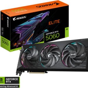 GIGABYTE AORUS GeForce RTX 5060 ELITE Graphics Card, 8GB DDR7 128-Bit Memory, 2722 MHz Core Clock, 3840 CUDA Cores, 28 Gbps Memory Speed, PCI Express 5.0 | GV-N5060AORUS E-8GD