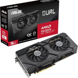 ASUS Dual Radeon RX 7800 XT OC Edition Graphics Card, 16GB GDDR6 256-Bit Memory, 2520 MHz Boost Clock, 19.5 Gbps Memory Speed, 3840 Stream Processor, PCI Express 4.0, Black | 90YV0JJ1-M0NA00