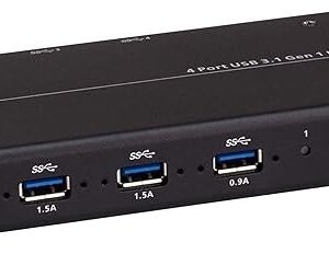 ATEN US3344I 4 x 4 USB 3.2 Gen 1 Industrial Hub Switch, Includes Mounting Kit, Remote Port Selector and Terminal Block Adapter Set