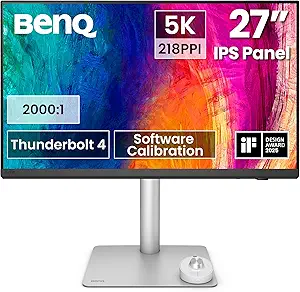 BenQ PD2730S 27" 5K 218 PPI Mac Monitor, 90W Thunderbolt 4, 98% P3, Uniformity, 2000:1 Contrast, Nano Matte Panel, Daisy Chain, KVM, Height Adjustable, for 3D Artists, VFX Animators, Game Designers