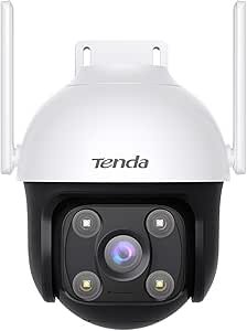 Tenda Smart WiFi 2.5k 4MP IP Camera outdoor, PTZ Security Camera with Human/Vehicle Detection, Audio & Light Alert, IP66 Weatherproof, 30m Full-Color night vision, 2 way audio, work with Alexa.