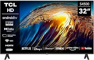 TCL 32-Inch HD Android Smart TV for Bedroom & Small Spaces – HDR, Dolby Audio, Google Assistant, Chromecast Built-in – (2024 Model – 32S4500A)