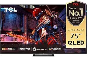 TCL 75 Inch 4K QLED HDR Ultra HD Smart TV Game Master 2.0 Dolby Vision IQ-Atmos HDR 1000 nits IMAX Enhanced 144HZ VRR 75C745 - (2023 Model)