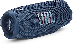 JBL Charge 6 - Portable Waterproof & Drop-Proof Bluetooth Speaker, Bold Pro Sound with AI Sound Boost, 28Hrs of Playtime, Built-in powerbank & Comes with a Sturdy/Removable Carrying Strap (Blue)