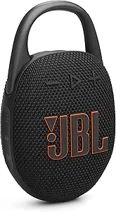JBL Clip 5 - Ultra-Portable, Waterproof & Dustproof Bluetooth Speaker, Big Pro Sound with Punchy bass, Integrated Carabiner, Up to 12 Hours of Play, Made in Part with Recycled Materials (Black)