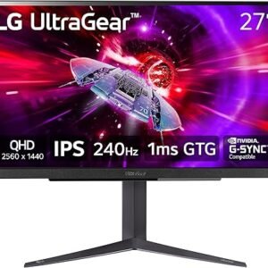 LG 27GR83Q-B 27-inch UltraGear QHD (2560x1440) IPS Gaming Monitor, 240Hz, 1ms, DisplayHDR 400, G-Sync AMD FreeSync Premium, HDMI 2.1 DisplayPort, 4-Pole HP Out DTS GP:X, Tilt/Height/Pivot Stand, Black