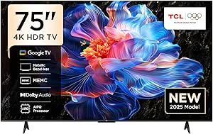 TCL 75P6K-UK 75" 4K Ultra HD, HDR TV, Smart TV Powered by Google TV (Dolby Audio, Voice Control, compatible with Google assistant, Chromecast built-in, 2025 New Model)