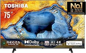 Toshiba 75 inch UHD Smart TV C350N -, AI 4K Upscaling, REGZA Power Audio, Ultimate Motion, Sports Mode, DTS X, Game Mode, Dolby Vision Atmos (2024 Model)