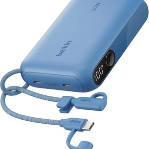Belkin Portable Charger, Slim USB-C Power Bank 10,000mAh w/ 2 USB-C Ports, Digital Battery Display, 20W Charging for iPhone 16, 15, Plus, Pro, Pro Max, Samsung Galaxy S25, S24, Pixel 9, iPad, & More