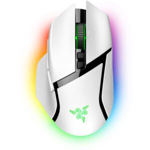 Basilisk V3 Pro USB Wireless Optical Gaming Mouse, 30K DPI Optical Sensor, Chroma RGB Lighting, HyperScroll Tilt Wheel, 750 IPS Speed, 11 Programmable Buttons, White | RZ01-04620200-R3G1