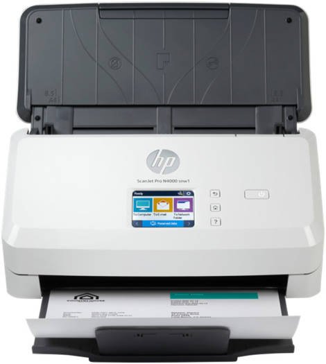 HP ScanJet Pro N4000 SNW1 Sheet Feed Scanner, Up to 600 dpi Scan Resolution, 50 Sheets Document Feeder Capacity, 4,000 Page Duty Cycle, Support Ehternet, WiFi & WiFi Direct, White